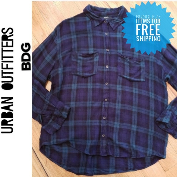 BDG Tops - BDG Urban Outfitters Blue Flannel